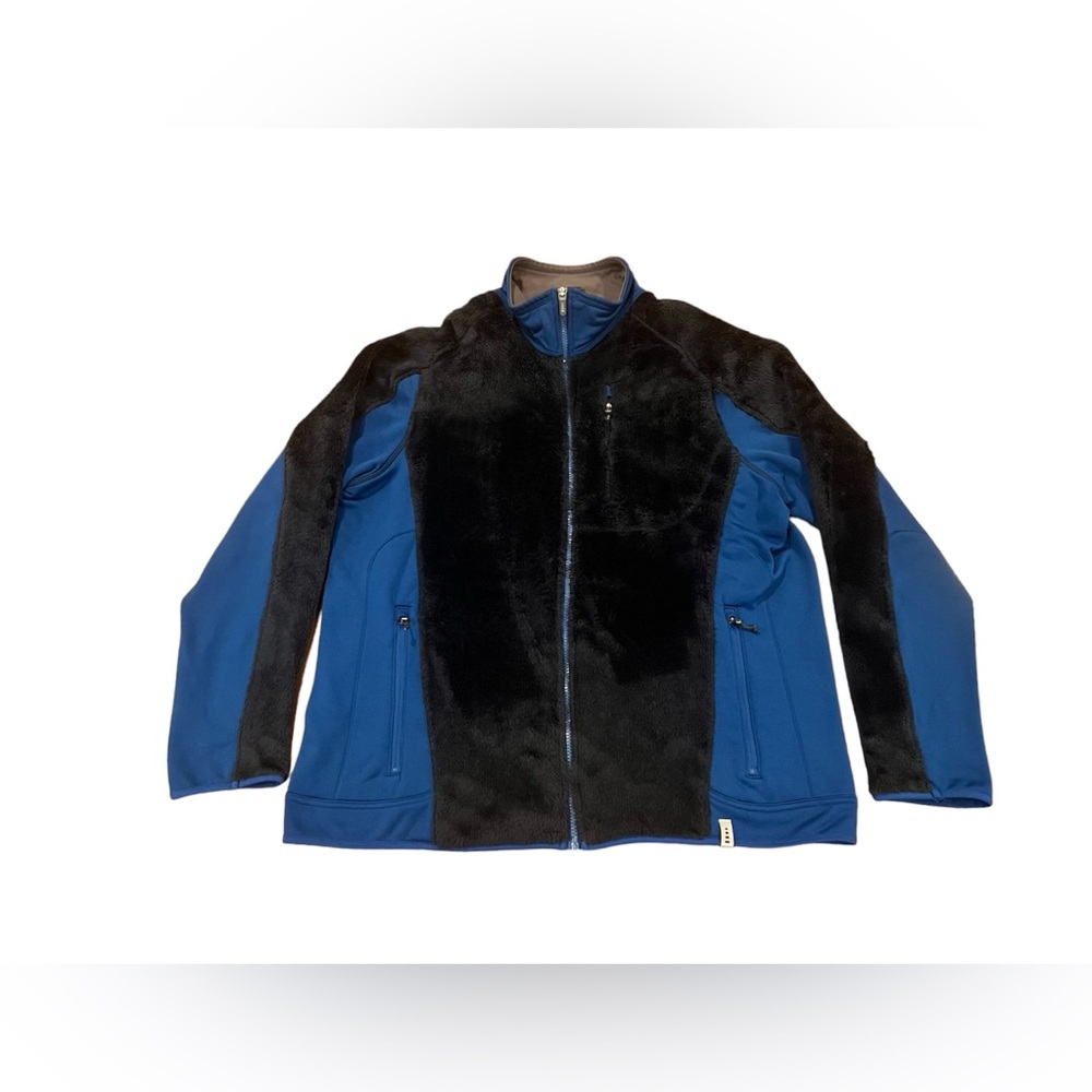 Lands’ End Men’s Full-Zip Polartec Fleece Jacket Large Blue/Black 42-44